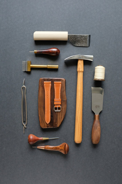 leather craft tools over lay hei crafted chartermade knives, vergez blanchard, barenia leather